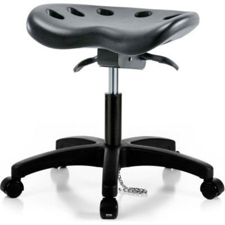 E COM InterionÂ ESD Polyurethane Tractor Stool W/ Seat Tilt - Black w/ Black Base GT821ESD